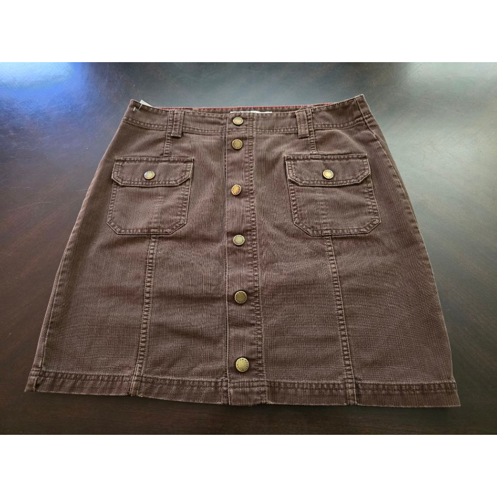 Vintage Y2K Preppy Tommy Hilfiger Brown Corduroy Button-Front Mini Skirt Size 8 - Picture 2 of 8